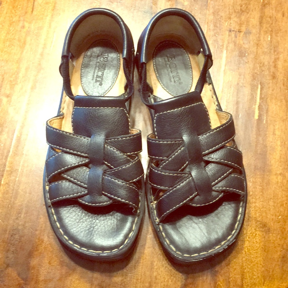 Black leather Born sandals